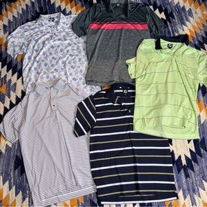 Lot Of 5 FootJoy Large Polo Shirt Golf Course Logos Multicolor Set EUC